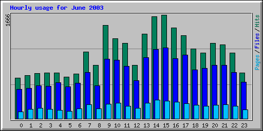 Hourly usage for June 2003